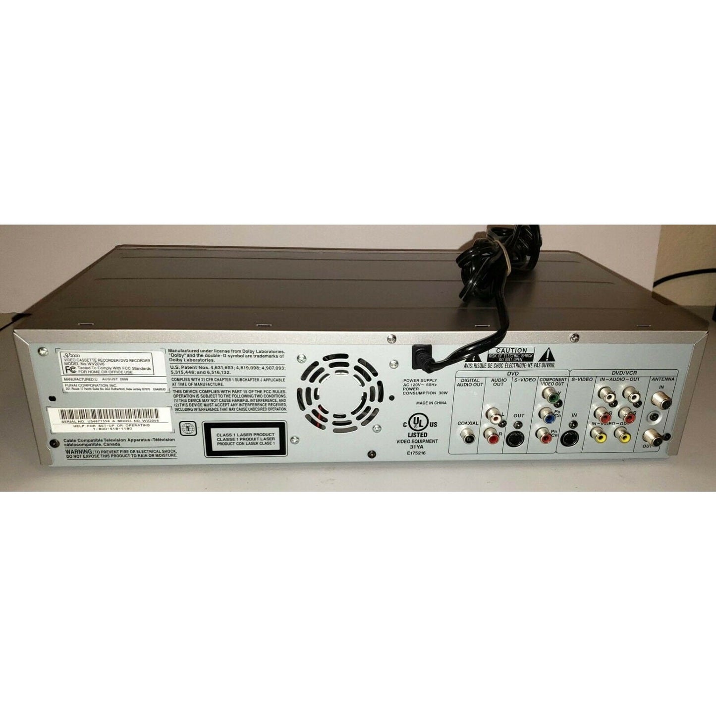 Funai WV20V6 DVD Recorder VCR Combo 1 Button Vhs to Dvd Dubbing wtih Remote