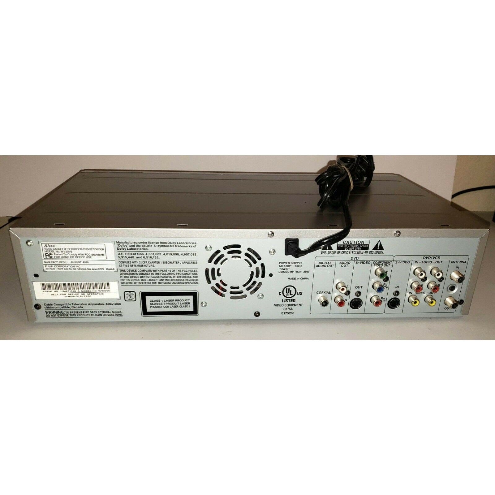 Funai WV20V6 DVD Recorder VCR Combo 1 Button Vhs to Dvd Dubbing wtih Remote