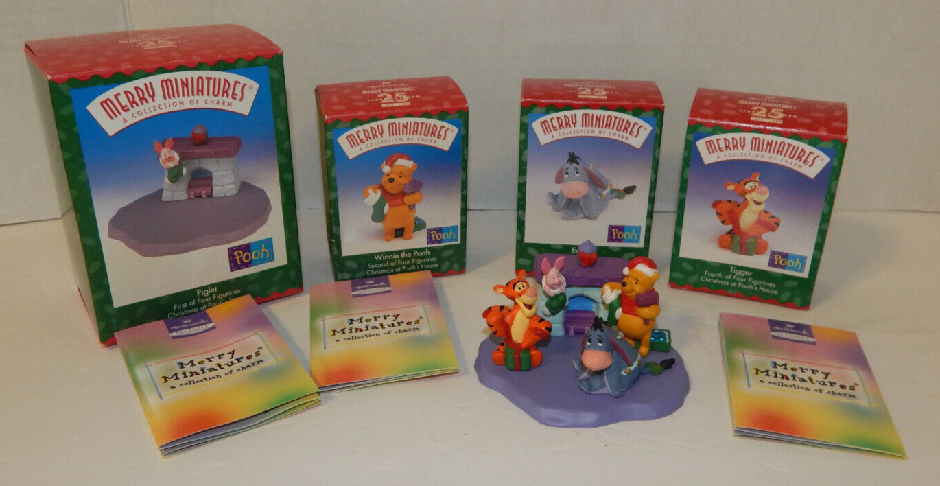 Hallmark 1999 Christmas at Pooh's House Merry Miniatures Complete Set