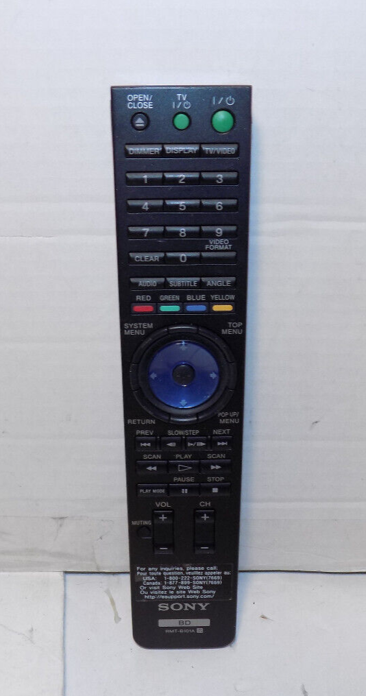 Genuine Sony Bluray Remote Control Model RMT-B101A IR Tested