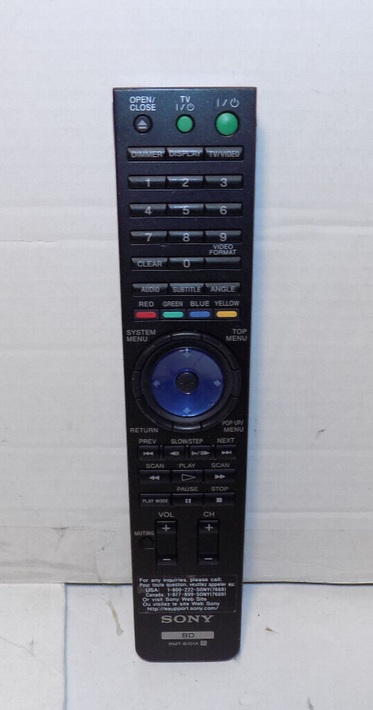 Genuine Sony Bluray Remote Control Model RMT-B101A IR Tested