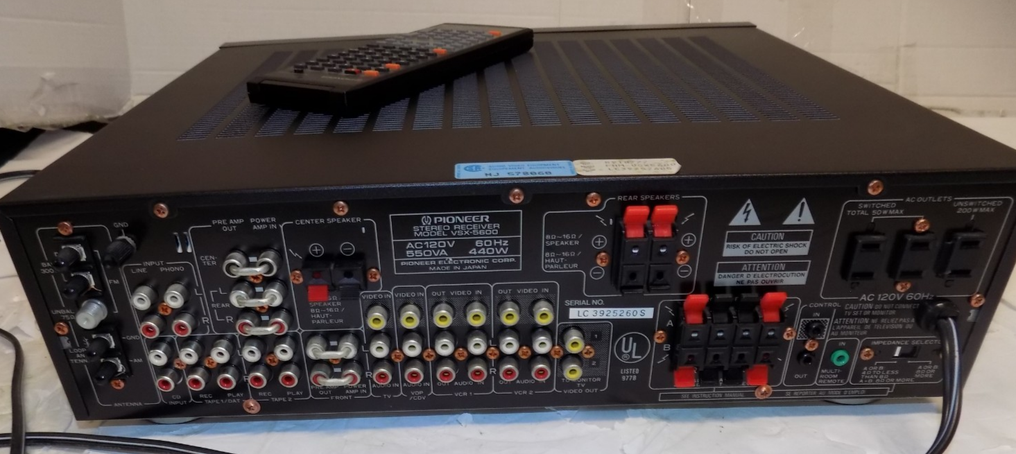 Pioneer VSX-5600 Audio Video Stereo Receiver Dolby Phono Input Bundle