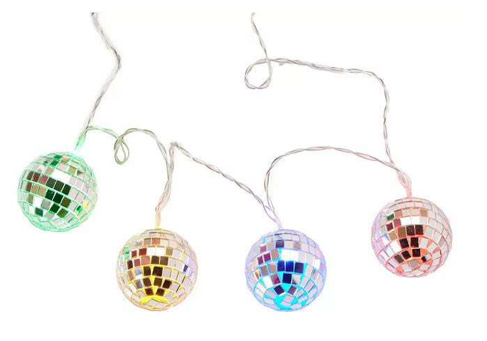 Christmas Disco String Lights 8 Multicolor LED Lights Battery Operated 4.5' New