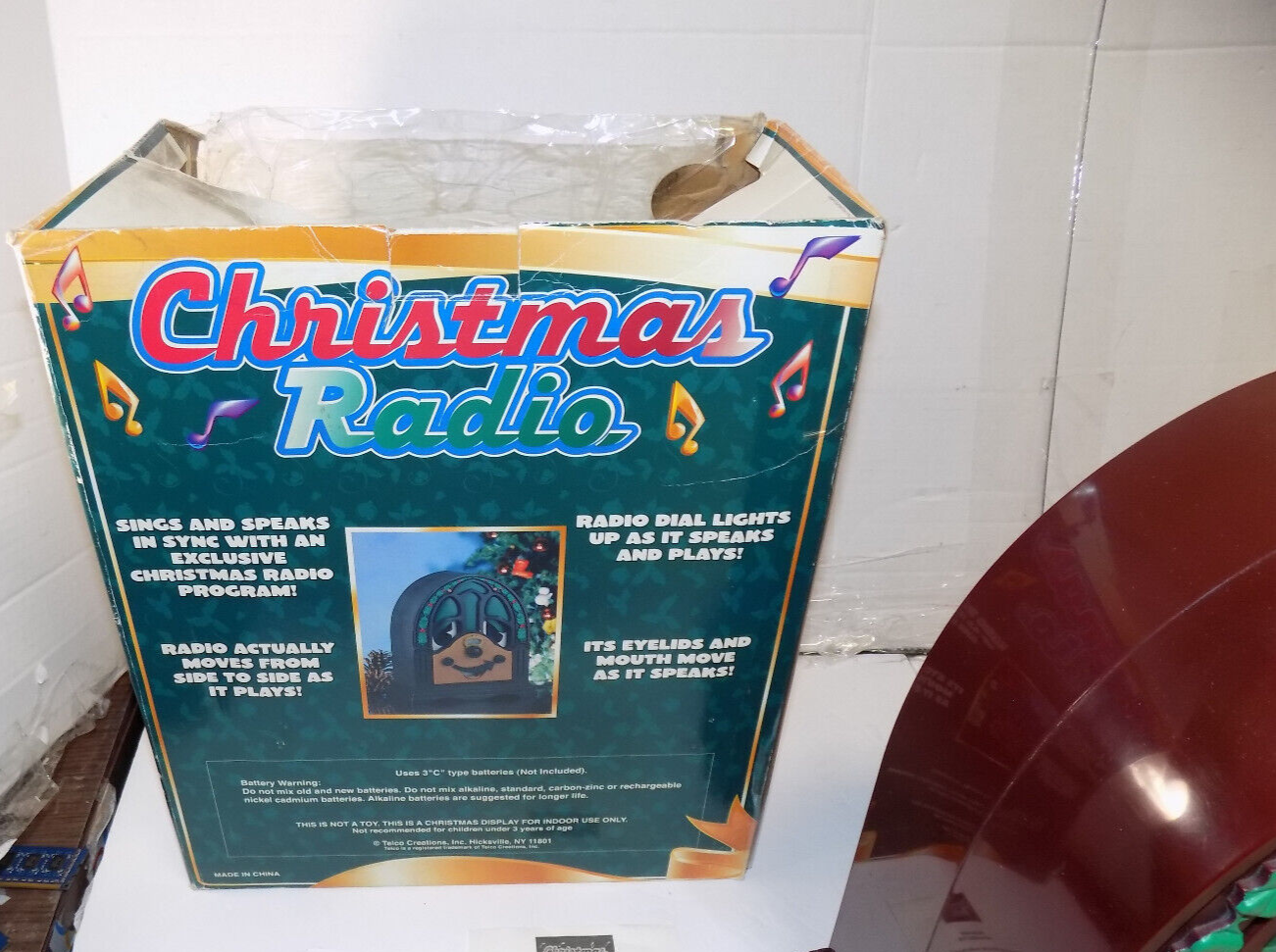 Vintage Telco Motionette Talking Singing Animated Christmas Radio & Box - WORKS