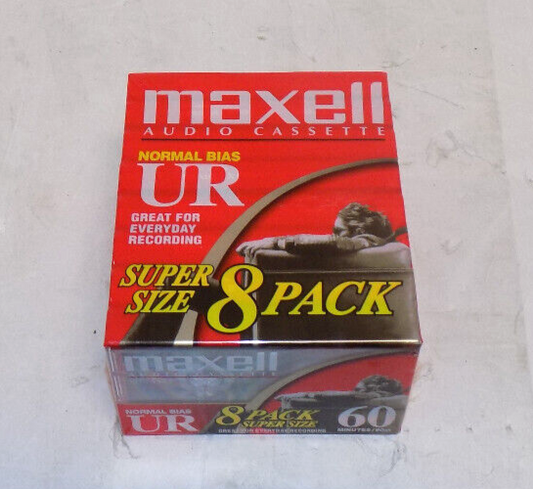 Maxell UR60 8 Pack Blank Audio Cassette Tapes Normal Bias Sealed
