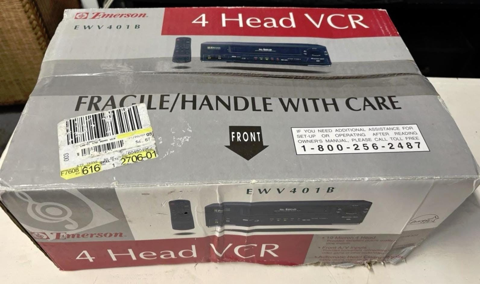 New Sealed Emerson EWV401 4 Head Mono VHS VCR Vhs Player HDMI Adapter Included