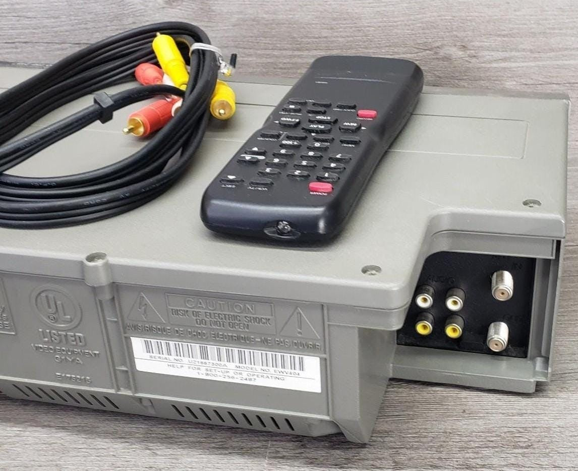 Emerson EWV404 Mono VHS VCR VHS Player With Remote, A/V Cables & Hdmi Adapter