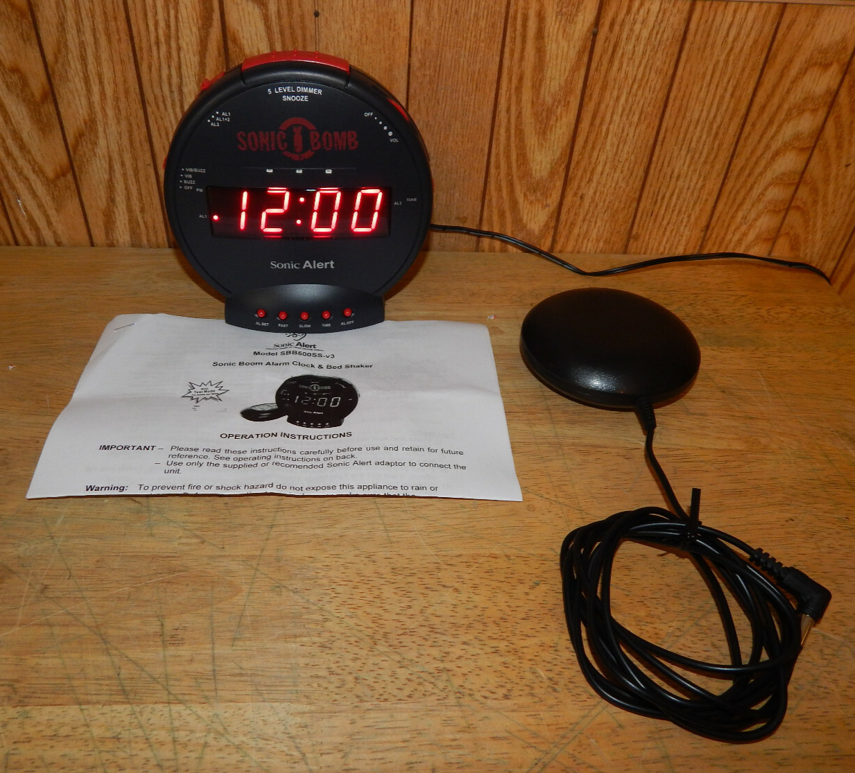 Sonic Alert Boom Loud Vibrating Bomb Alarm Clock Bed Shaker SSB500SS-V3