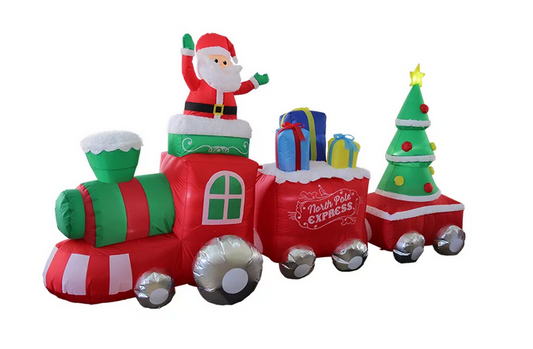 10 Foot LED Airblown Inflatable Christmas Train & Santa North Pole Express New