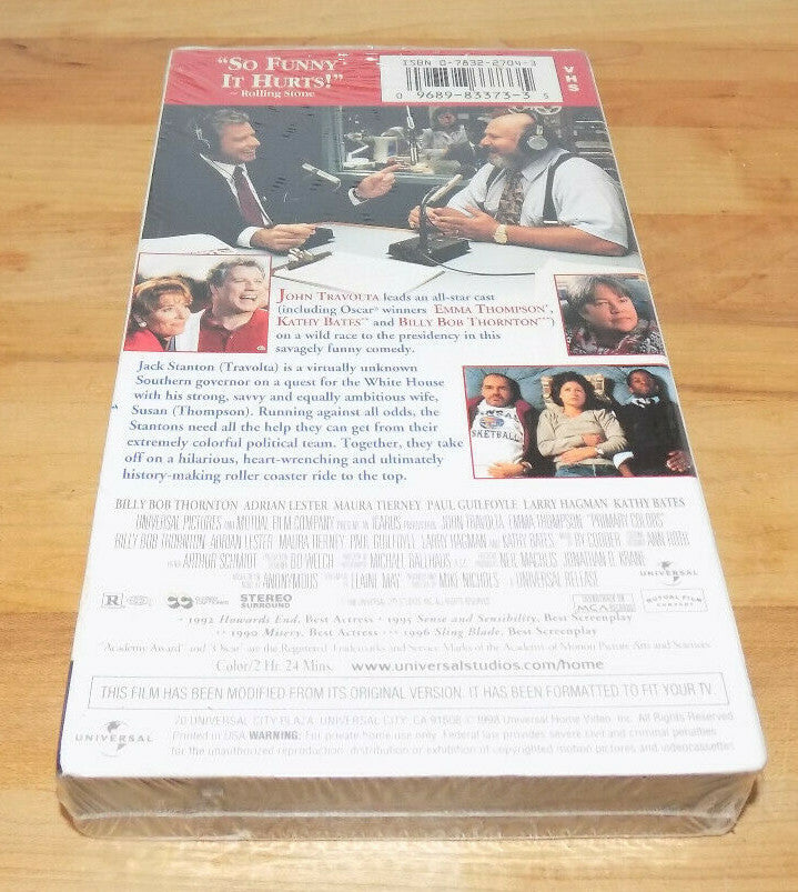 Primary Colors VHS Tape 1992 John Travolta Emma Thompson New Sealed