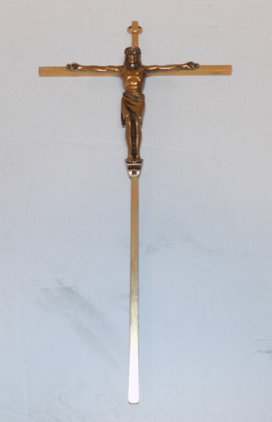 Jesus Metal Cross INRI Brass Finish Wall Hanging Catholic Crucifix Spiritual