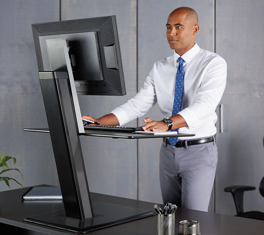 WorkPro Adjustable Height Sit Stand Up Computer Desk Single Monitor New