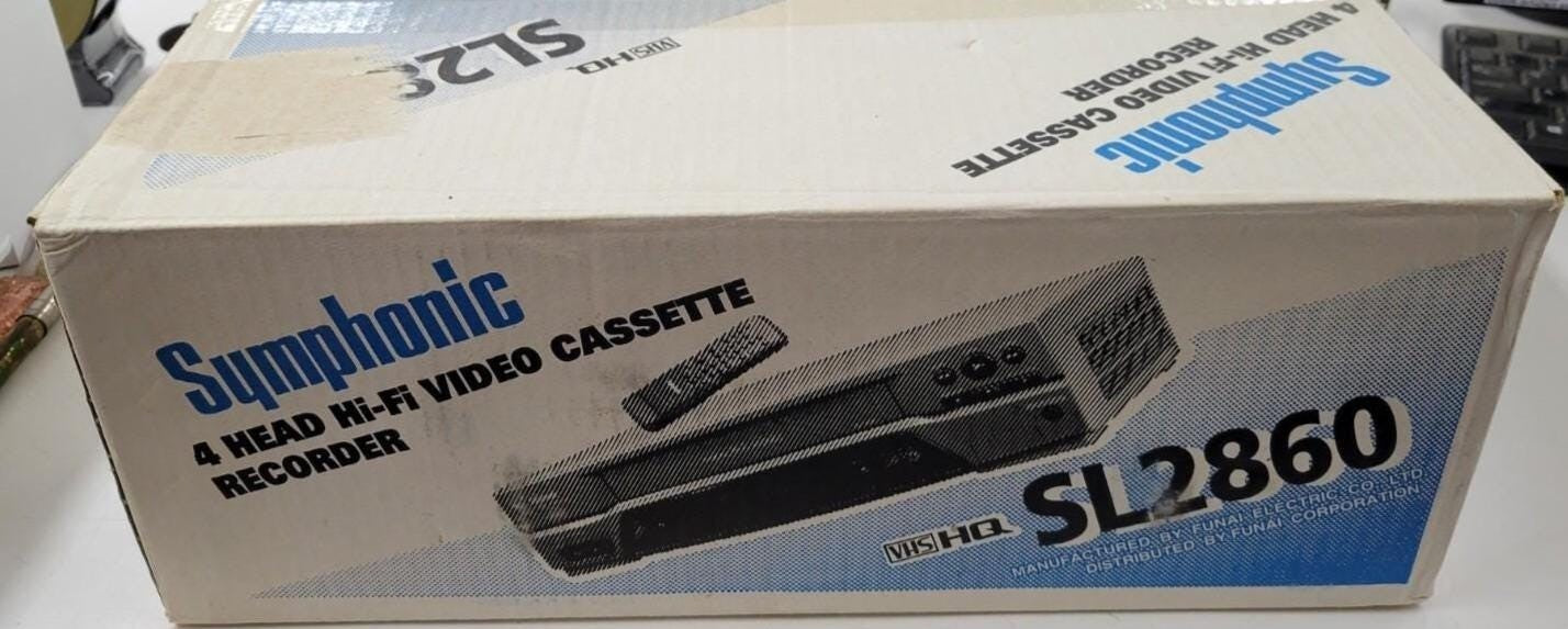 New in Box Symphonic SL2860 4 Head Hi-Fi VHS VCR Vhs Player with HDMI Adapter