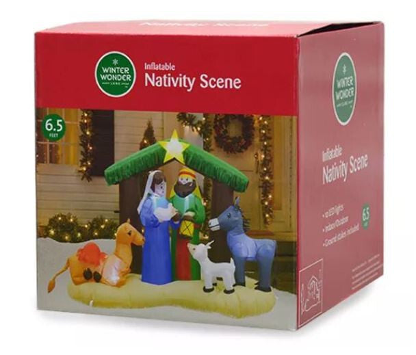 New in Box Winter Wonder Lane 6.5' Inflatable LED Nativity Scene Baby Jesus