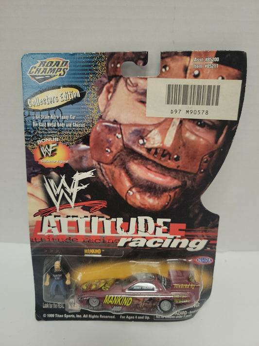1999 Road Champ WWE WWF Attitude Racing MANKIND Pontiac Firebird Car w/Figure 