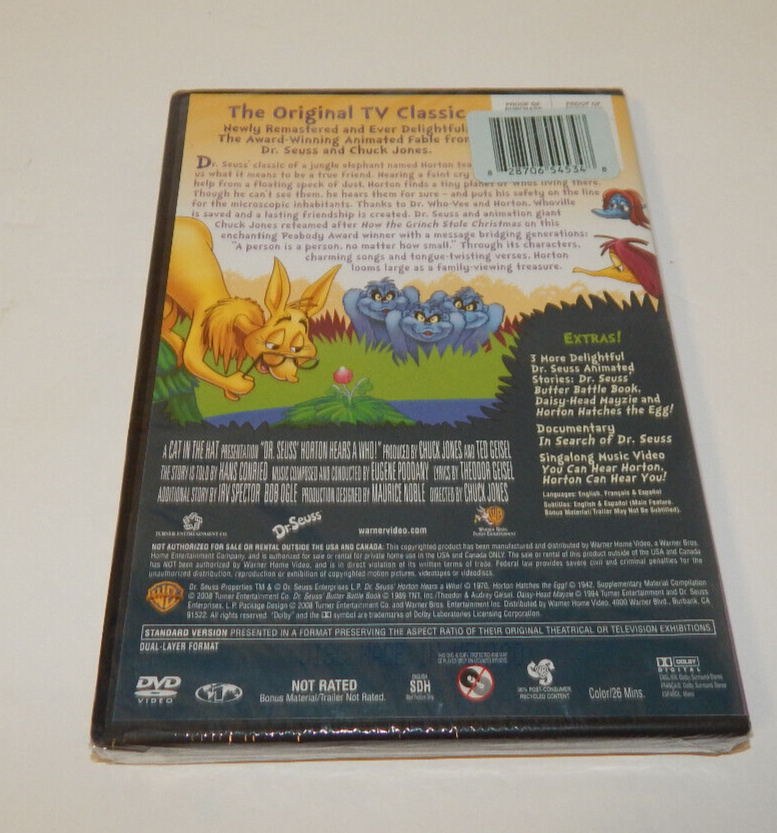 Dr. Seuss' Horton Hears a Who Deluxe Edition DVD With 3 Bonus Adventures Sealed