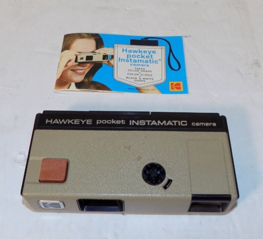 Vintage 1972 Kodak Hawkeye Pocket Instamatic 110 Film Camera with Manual