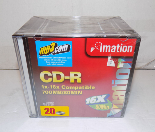 Imation Compact Discs CD-R 1-16x Compatible 20 Pack With Jewel Cases New Sealed