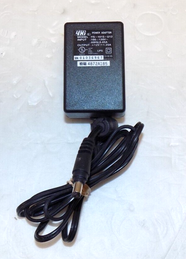 YHI YS-1015-U12 12VDC 1.25A AC Adapter Power Supply Charger