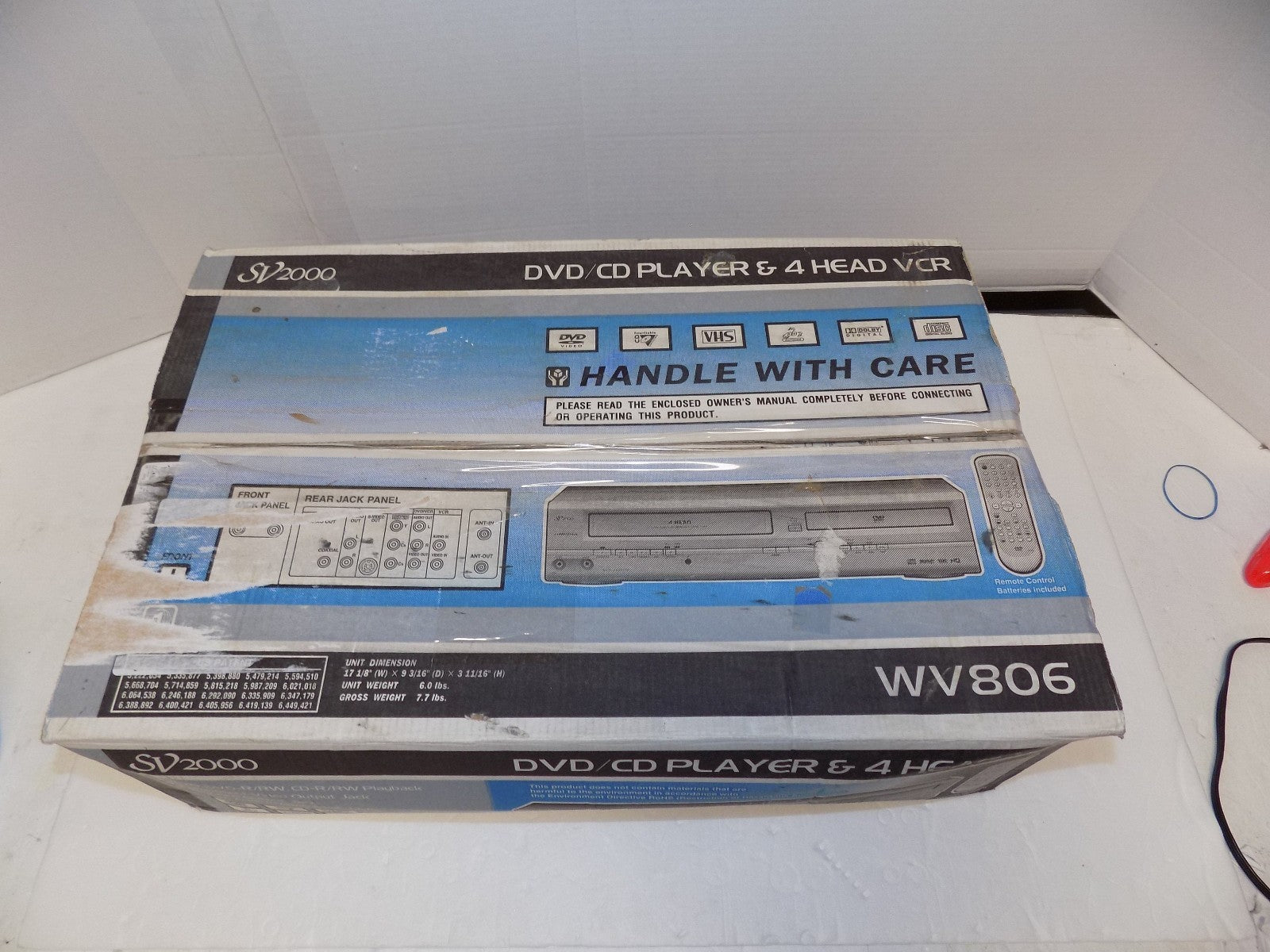 New in Box Funai SV2000 Wv806 DVD VCR Combo Dvd Player Vhs Player w/Hdmi Adapter