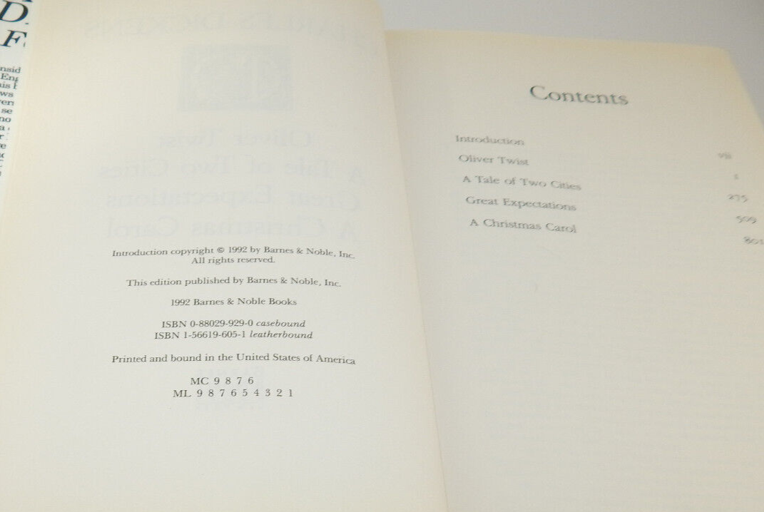 Charles Dickens Four Novels 1992 HC DJ Barnes Noble Edition