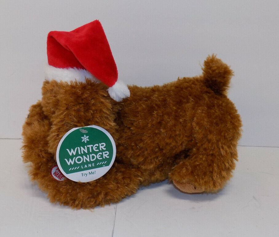 Winter Wonder 11" Animated Singing Christmas Dog White Christmas Blinking Dog