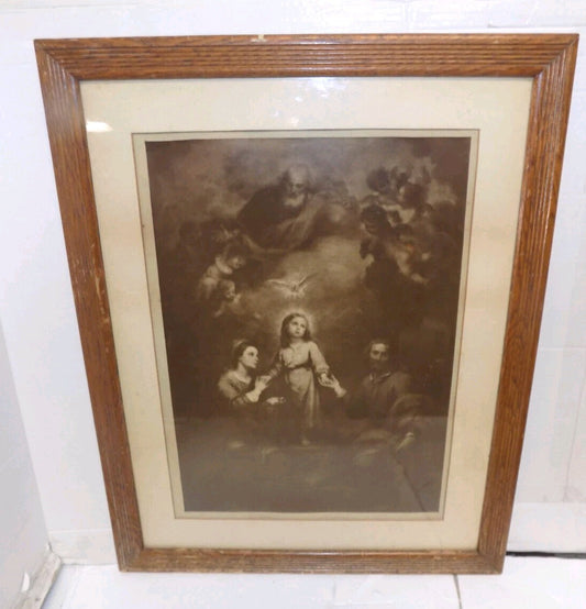 Vintage The Holy Family Print Jesus Mary Joseph Print Framed