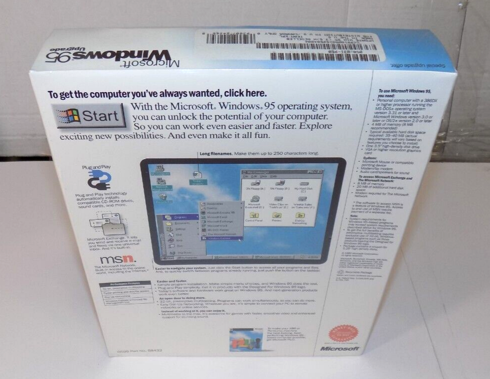 Microsoft Windows 95 Upgrade for Windows and DOS 3.5'' Floppy Disks Sealed