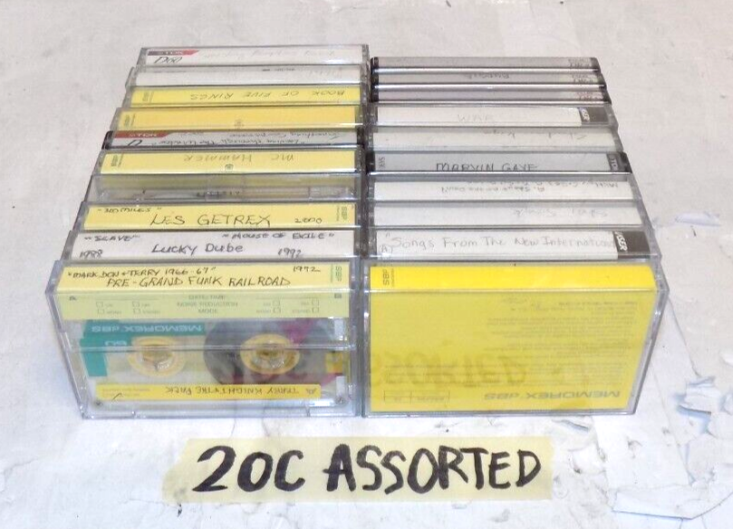 Mixed Lot of 20 Memorex TDK Cassette Tapes Preowned Erased