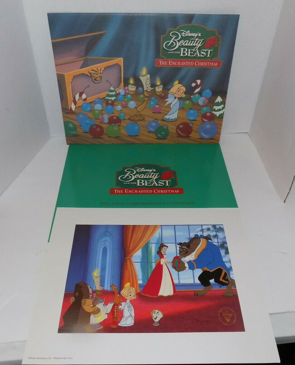 Disney's Beauty And The Beast The Enchanted Christmas Commemorative Lithograph