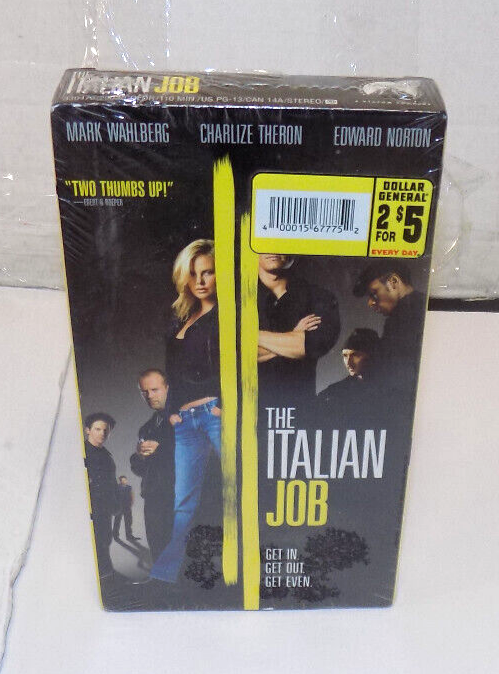 The Italian Job  VHS Movie 2003 Mark Wahlber Charlize Theron Sealed