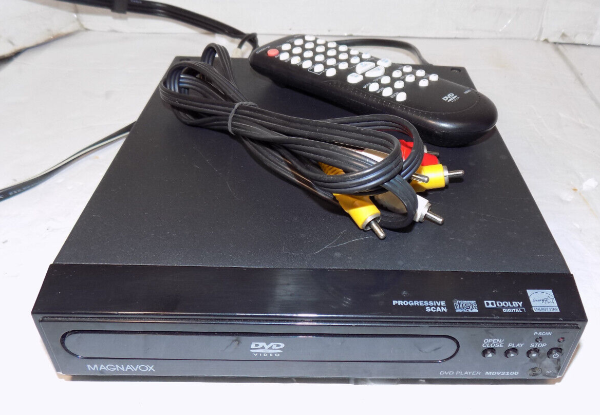 Magnavox MDV2100 Compact Mini DVD CD Player With Remote & A/V Video Cables