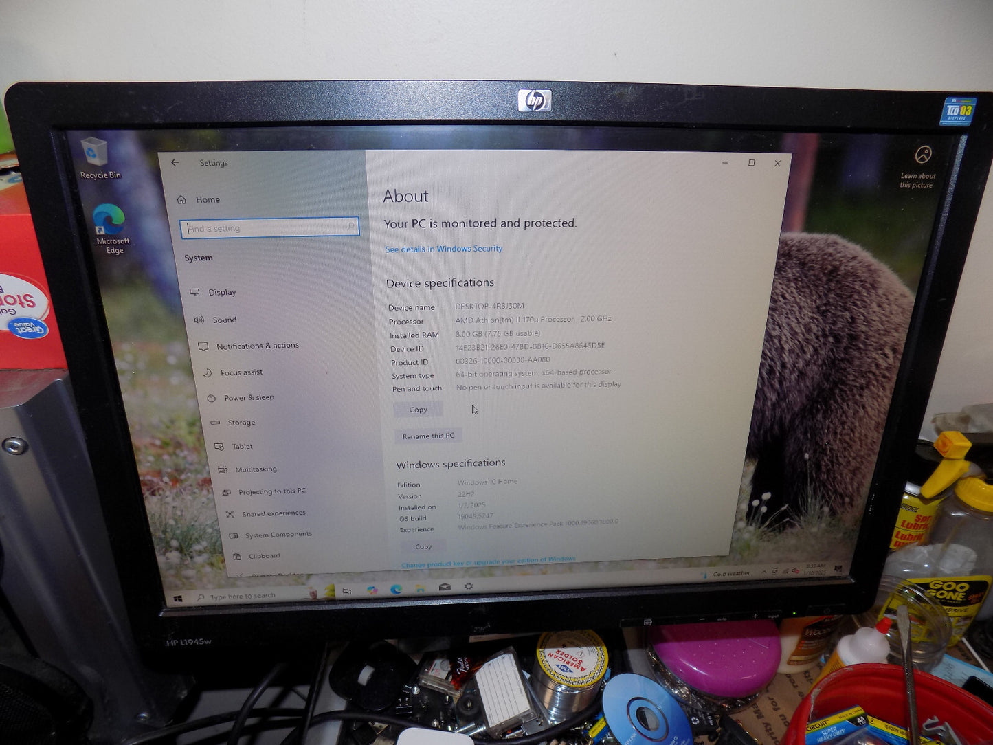 HP Compaq CQ5700Y Desktop PC AMD Athlon II 170U 8 GB RAM 250 GB HDD Win 10