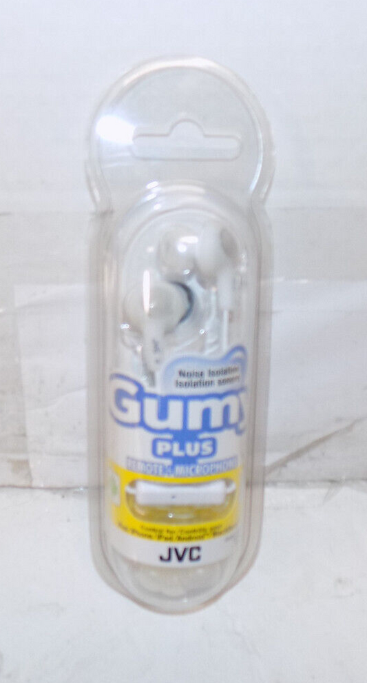 JVC White Gumy Plus Stereo Headphones Noise Isolation With Microphone