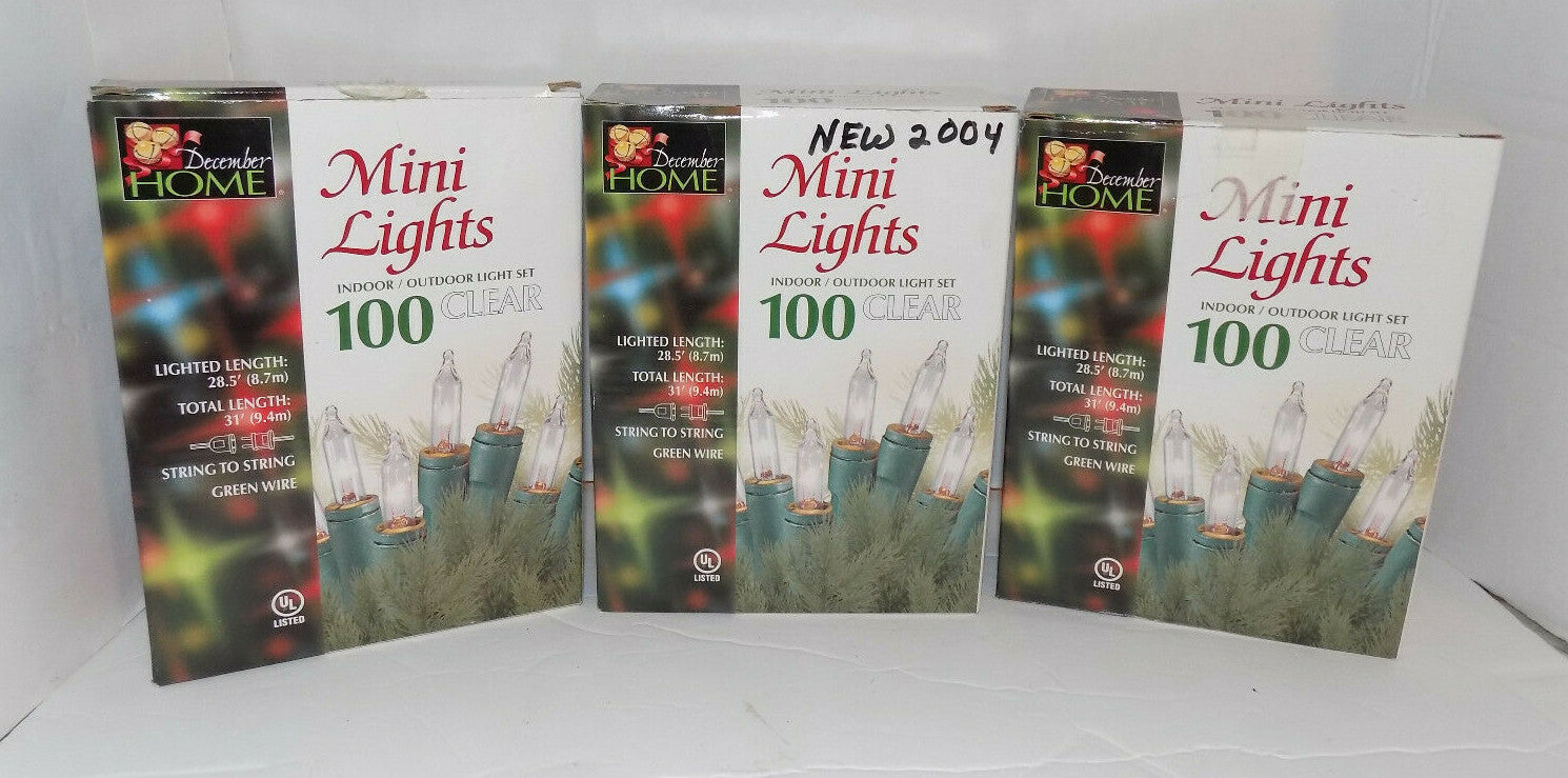 3 Packs 100 Clear Mini Christmas Lights Green Wire 28 Ft 300 Lights Total