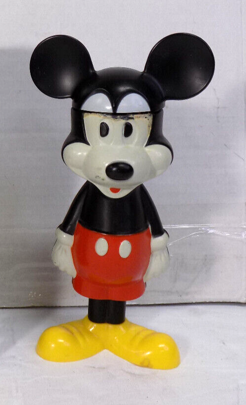 1970 Avon Disney Plastic Mickey Mouse Bubble Bath 4.5 oz Empty In Original Box
