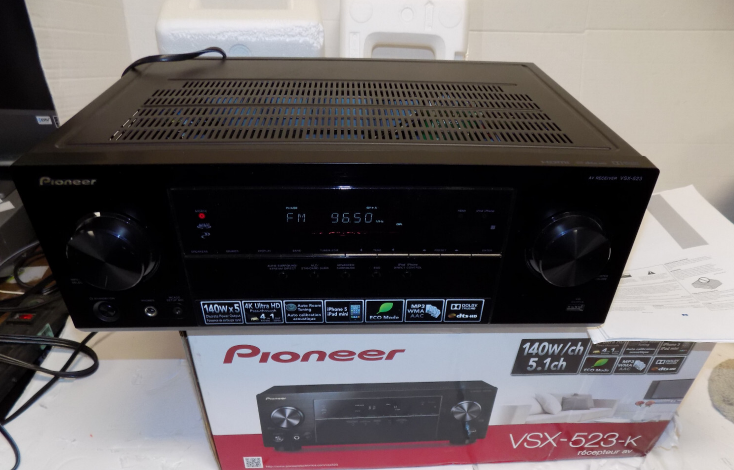 Pioneer VSX-523-K 4K Ultra HD 140w 5.1 Channel AV Stereo Receiver No Remote