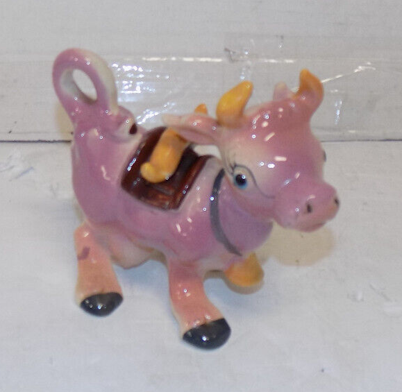Vintage Thames Japan Ceramic Pink Milk Cow Blue Eyes 4.75 Inches Tall
