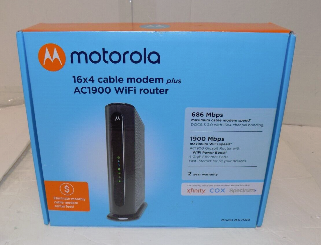 Motorola AC 1900 MG7550 Cable Modem + Wi-Fi Router-Black
