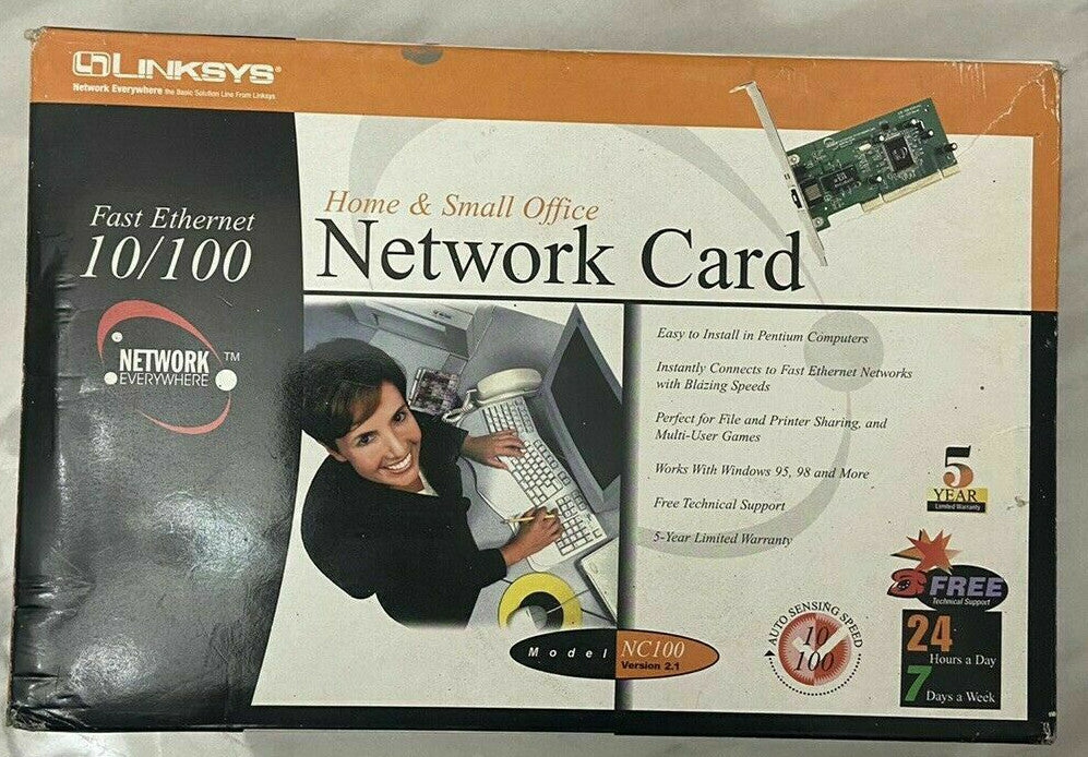NIP Linksys NC100 Version 2.1 Ethernet 10/100 Network Card