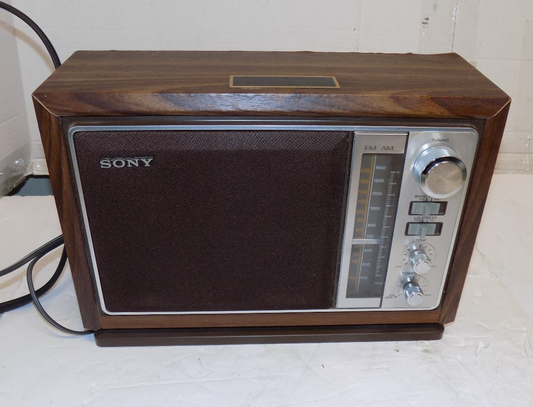 Vintage 1980's Sony ICF-9740W AM/FM Table Top Radio Wood Grain Veneer Works