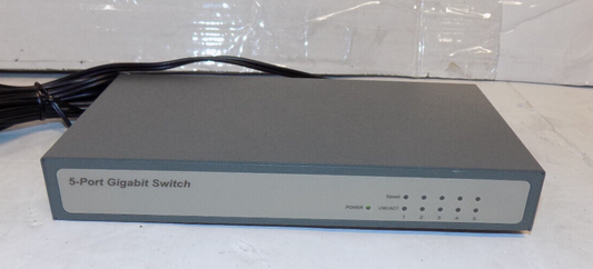 5 Port Gigabit Ethernet Switch with Power Adapter Metal Case Unbranded