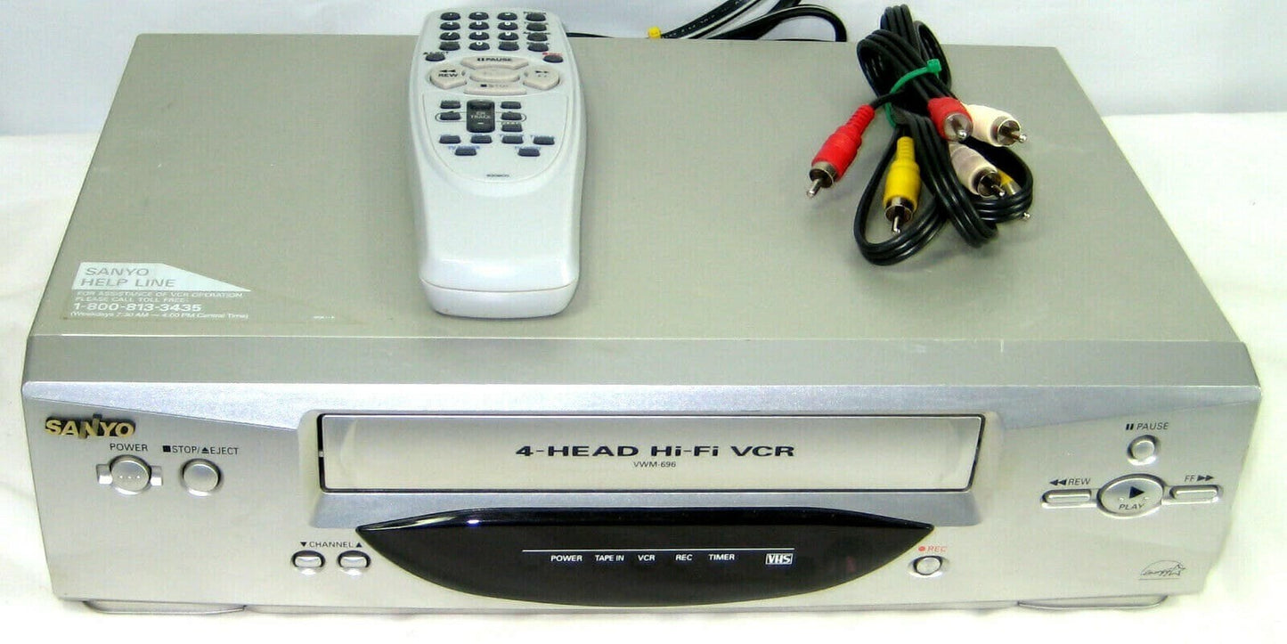 Sanyo vwm-686 Hi Fi VCR VHS Vhs Player with Remote, A/V Cables & Hdmi Adapter