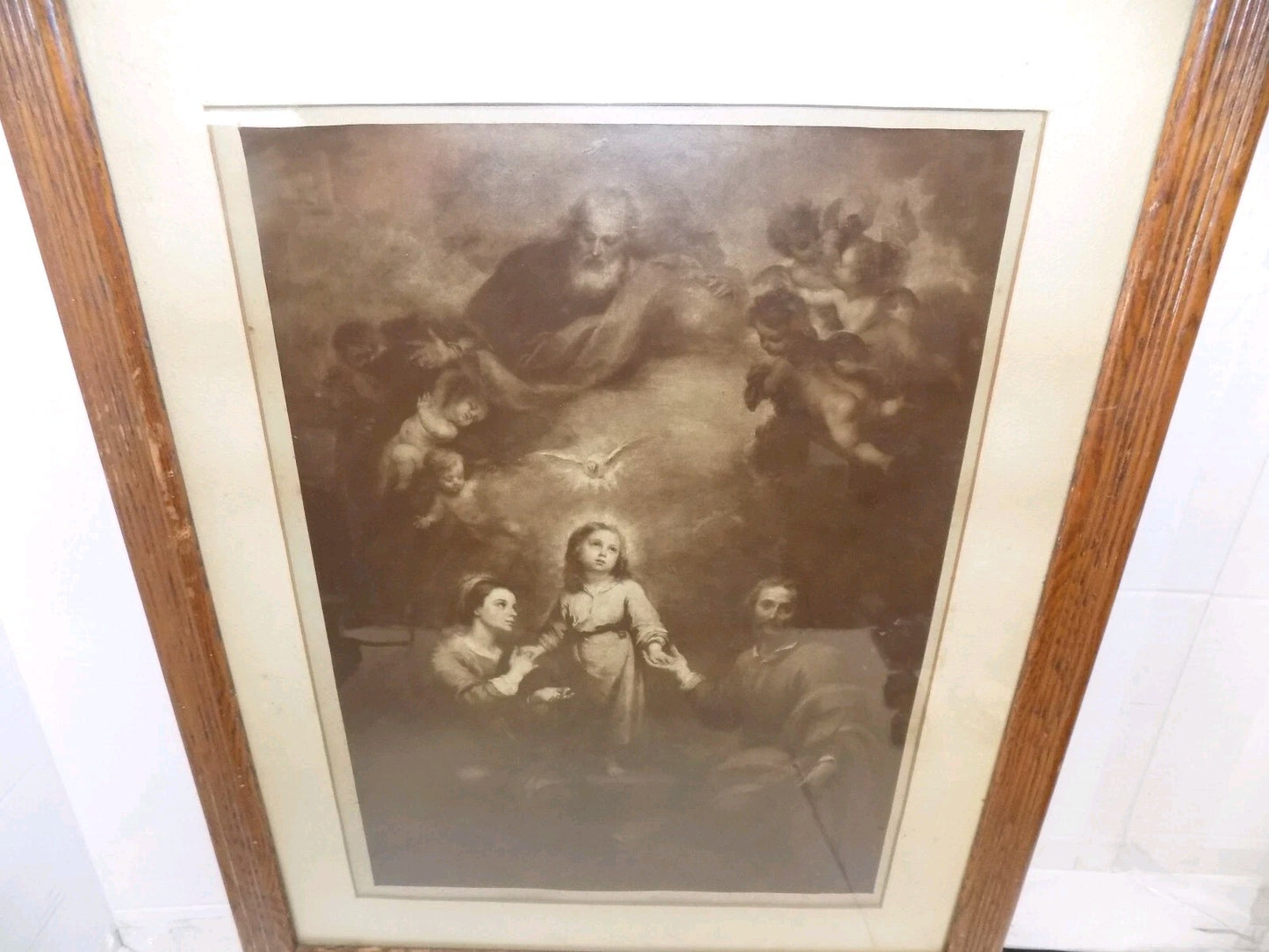 Vintage The Holy Family Print Jesus Mary Joseph Print Framed