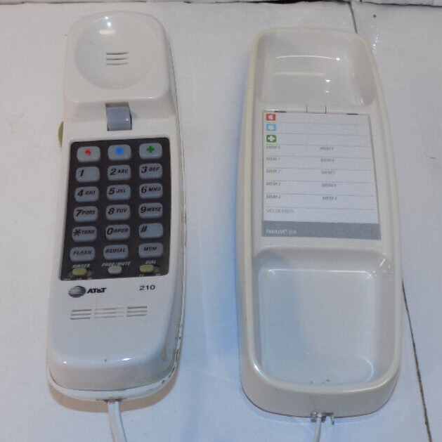 AT&T 210 Beige Slimline Touchtone Corded Desk Wall Telephone
