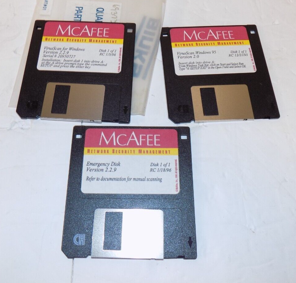 McAfee Network Security 2.2.9 3.5 Disk Windows MS Virus Scan Emergency Discs