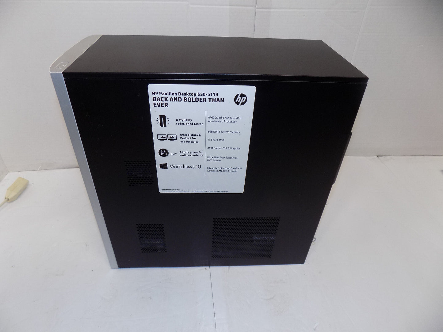 HP Pavilion Desktop Computer 550-A114 AMD A8-6410 2GHz 8GB RAM 512GB SSD Win 10