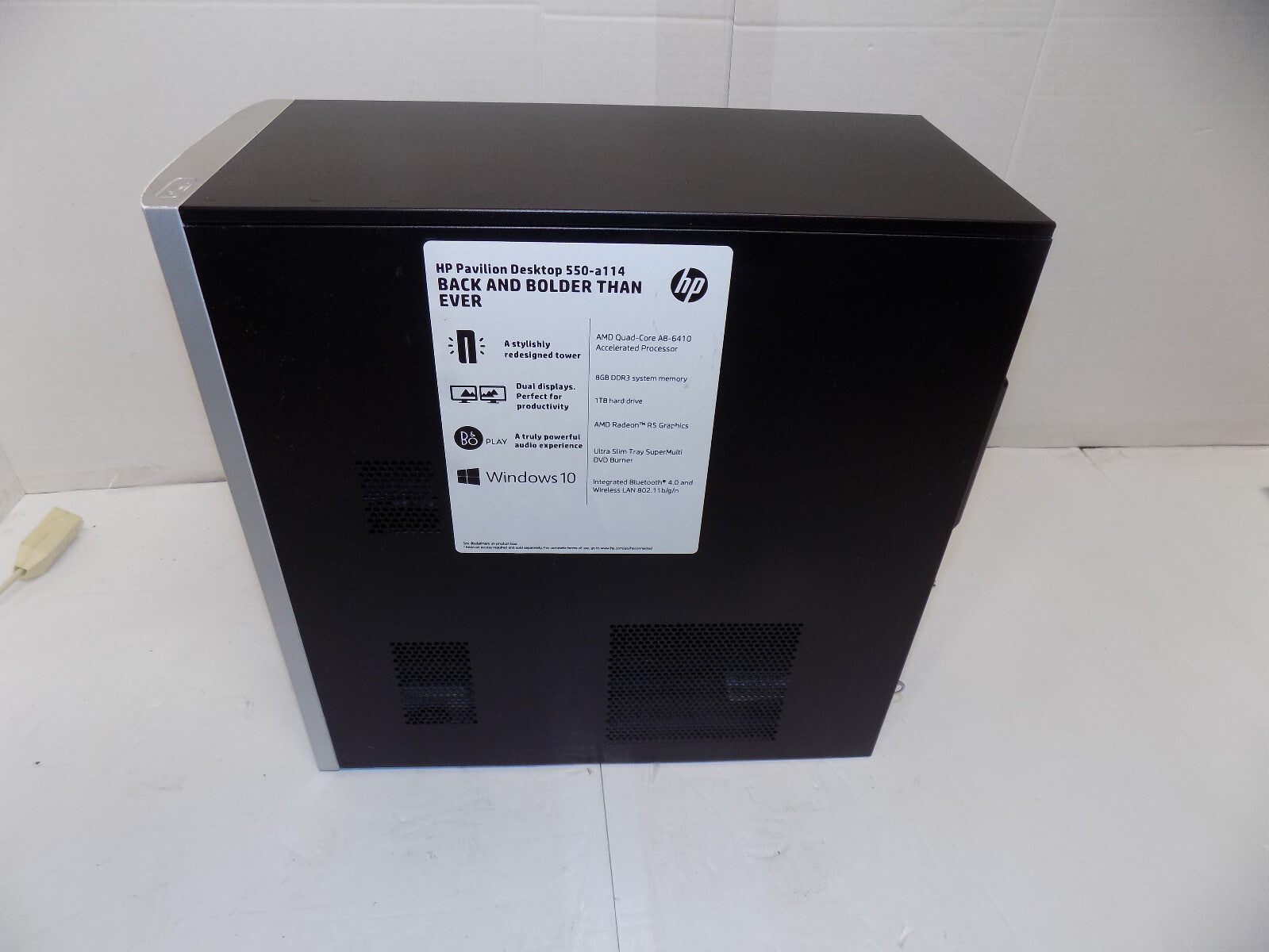 HP Pavilion Desktop Computer 550-A114 AMD A8-6410 2GHz 8GB RAM 512GB SSD Win 10