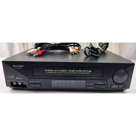 Sharp VC-H820U 4 Head VHS VCR Vhs Player with Remote, A/V Cables & Hdmi Adapter