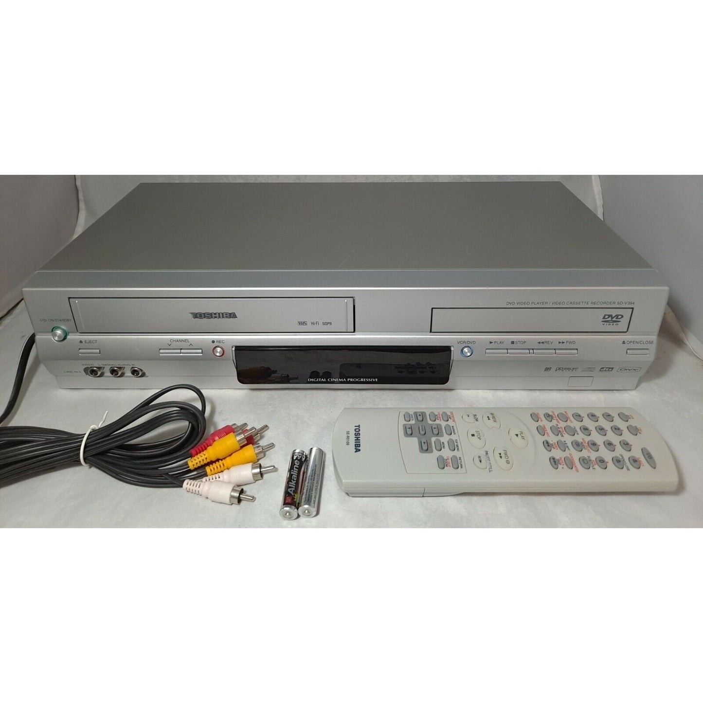 Toshiba SD-V394 DVD VCR Combo Vhs Player with Remote, Cables and Hdmi Adapter